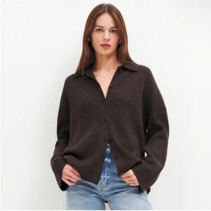 Reformation Fantino Brown Cashmere Cardigan Sweater